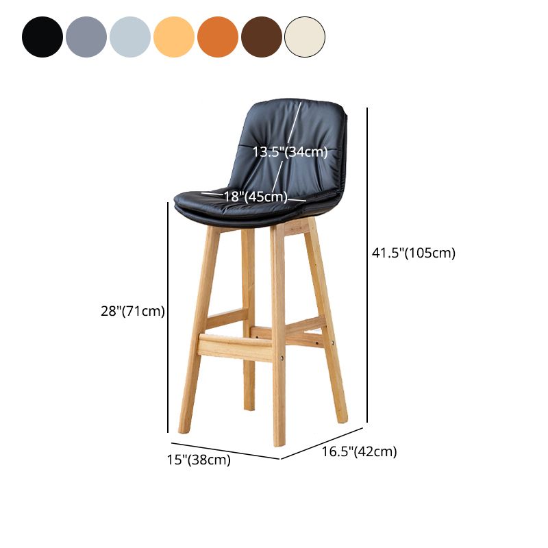 Modern Armless Backrest Counter Stool Wood Milk Tea Shop Bar Stool with Leather Cushion