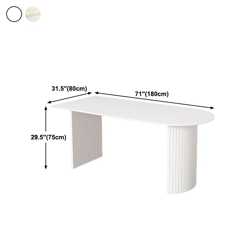Stone Top Table Contemporary Dining Table with Sled Base in White
