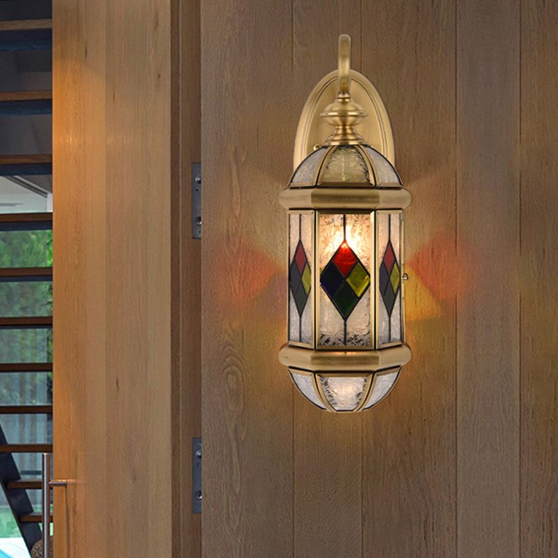 Capsule dorée mural Light Classic Classic Brass and Ripple Verre Single Light Murce Light