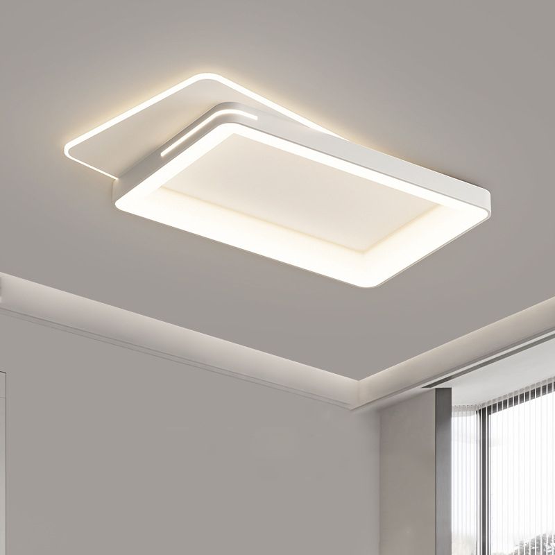 Modern Flush Mount LED Geometric Shape Metal Ceiling Light with Acrylic Shade for Bedroom