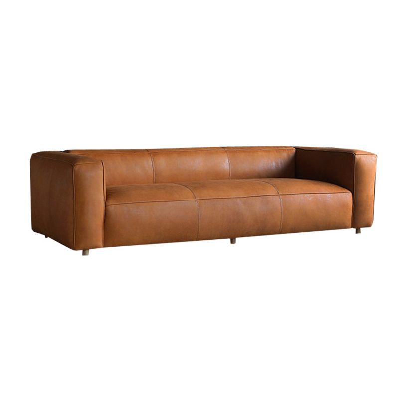 Contemporary Faux Leather Sofa Tuxedo Arm 25.59-In High Sofa