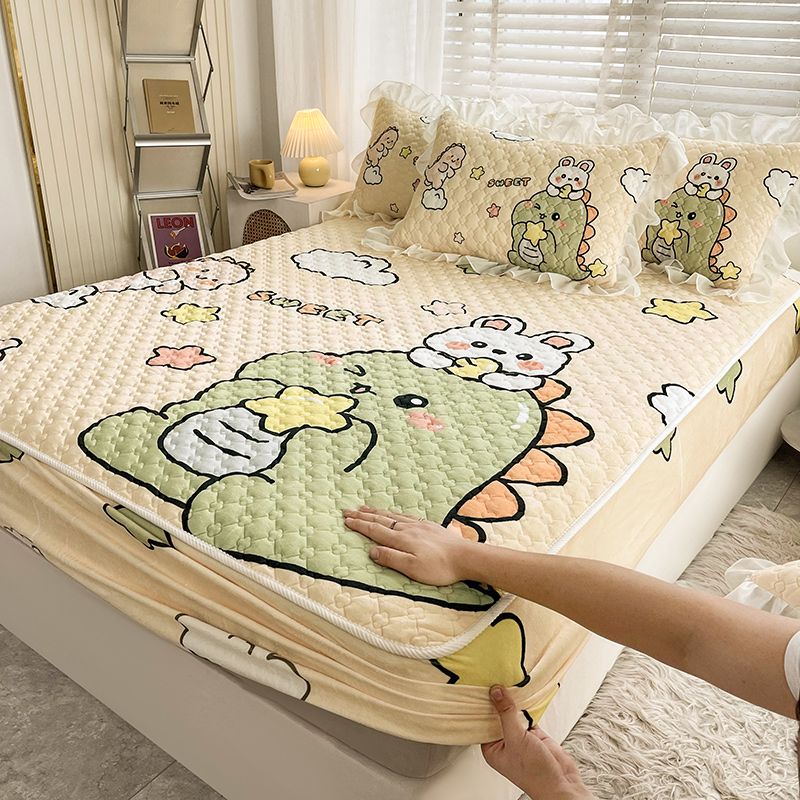 Fancy Fitted Sheet Cartoon Pattern Fade Resistant Non-Pilling Flannel Fitted Sheet