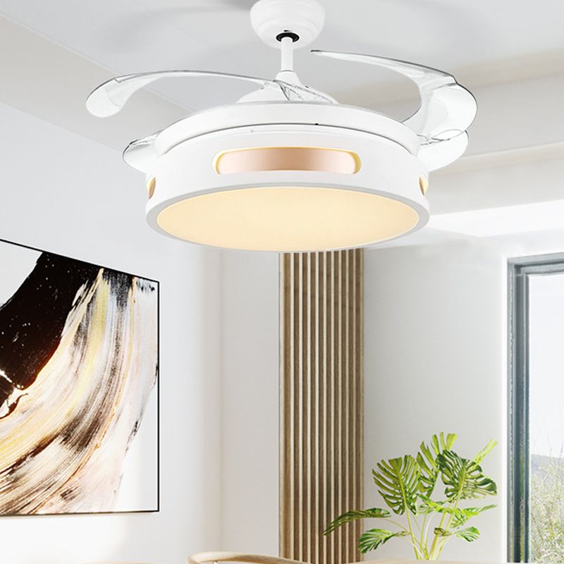 Lampada semifulta da tamburi acrilici da 16 "Lampada a filo modernista LAMP ANCOFINA LED BUIETTO LED con 4 lame