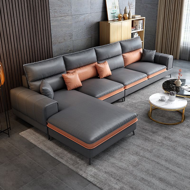 Glam Stationary Faux Leather Living Room Recessed Arm Cushionssofa
