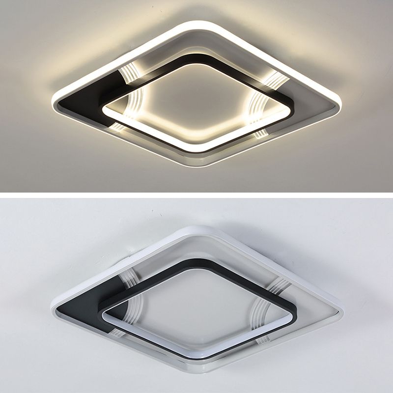 Plafonnier LED minimaliste plafonnier géométrique noir et blanc avec abat-jour en acrylique