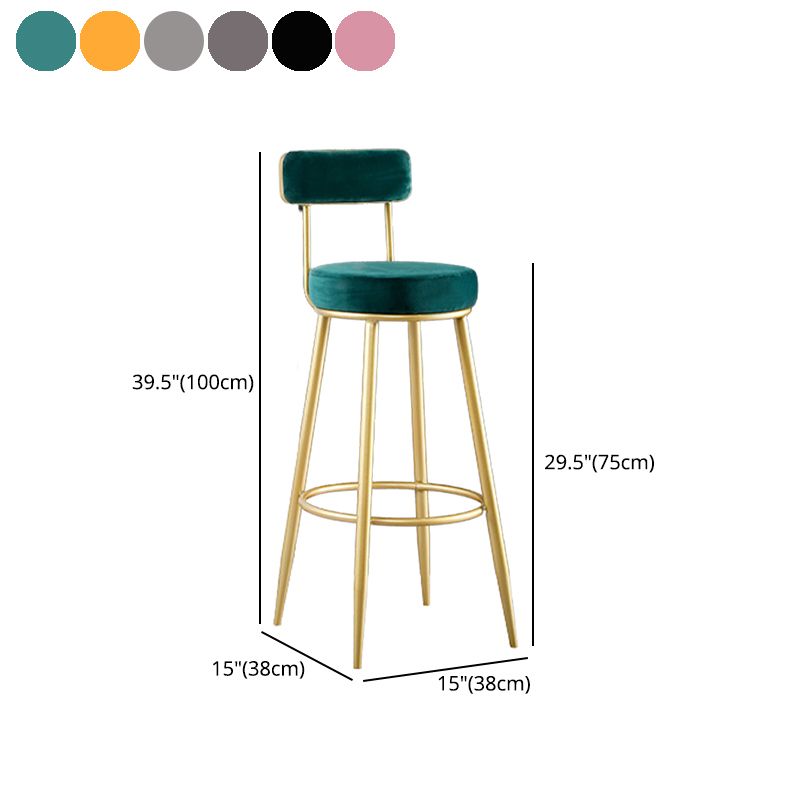 Scandinavian Upholstered Bar Stools Luxury Counter Stools with Metal Legs