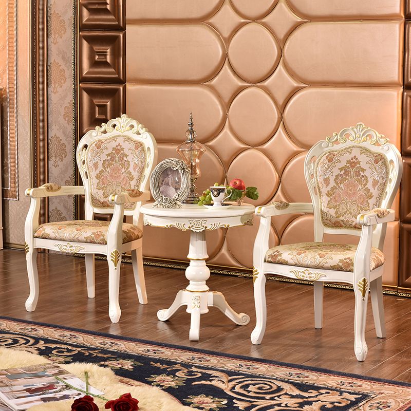 Silla de comedor de tela victoriana con respaldo King Louis y acabado mate (juego de 2)