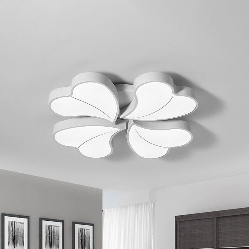 Nordic Four-Leaf Clover Flushmount Acrylic Bedroom LED Flush Mount Light in White with/without Remote Control, 20.5"/24.5" W
