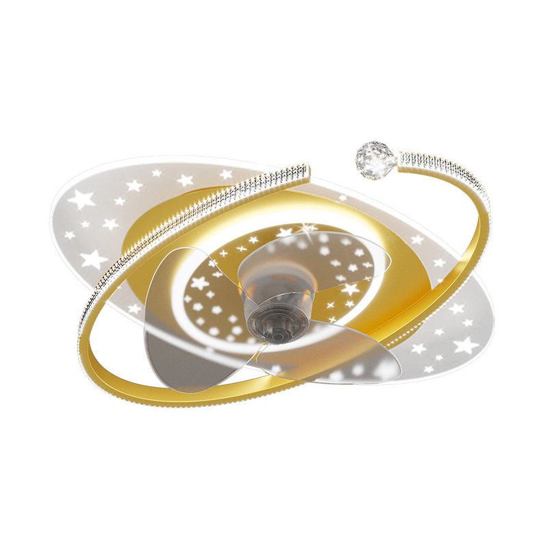 Modern Oval Ceiling Fan Light Metal 1 Light LED Ceiling Fan for Children's Room