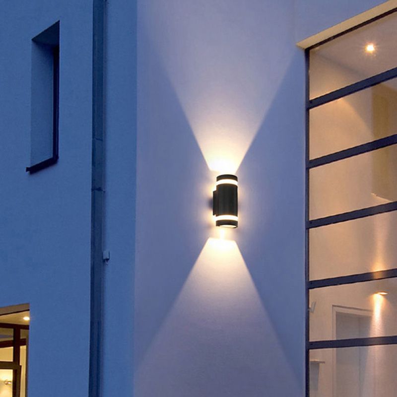 Cylinder Shape Sconce Modern Style Metal 2 Lights Wall Light in White/Black