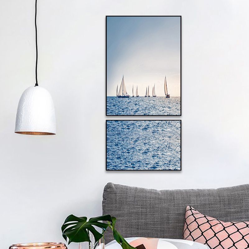 Photographs Seascape Wall Art Print Multi-Piece Modern Bedroom Canvas in Light Color