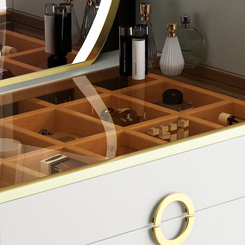 4-Drawers Glass/Stone Top Dressing Table Luxurious Metal Vanity