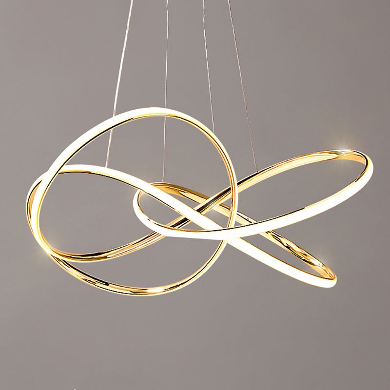Modern Gold Chandelier Simple 1 Light LED Hanging Light with Aluminum for Bedroom