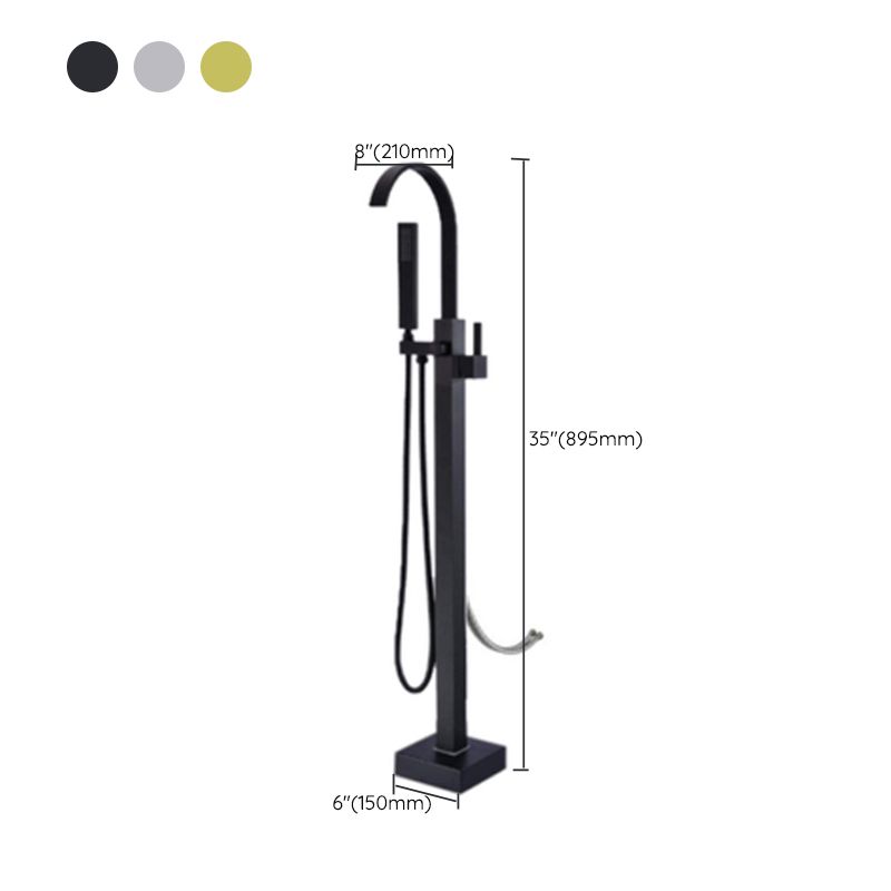 Floor Mounted High Arc Freestanding Tub Filler Copper Freestanding Tub Filler Trim