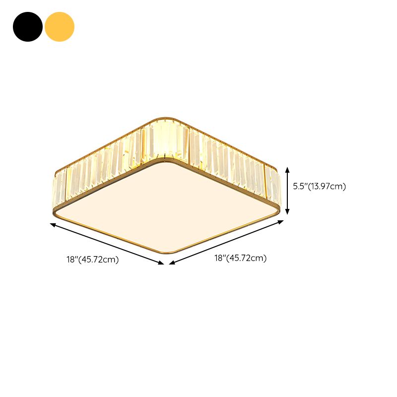 3/4-Light Golden/Black Flush Mount Lighting Crystal LED Ceiling Light for Bedroom