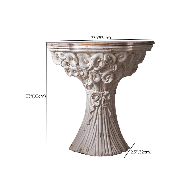 Pedestal Distressed Round Sofa Side Accent Table Rustic Side End Table in White