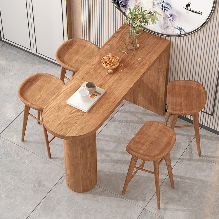Wood Bar Dining Table Contemporary Double Pedestal Bar Table