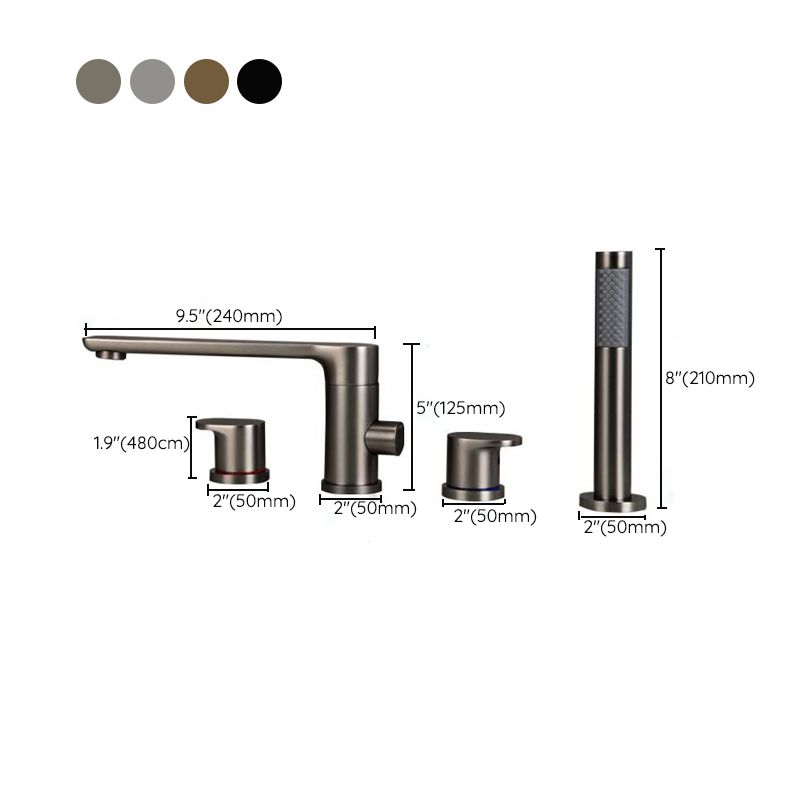 Deck Mounted Copper Roman Tub Faucet Low Arc Roman Freestanding Faucet