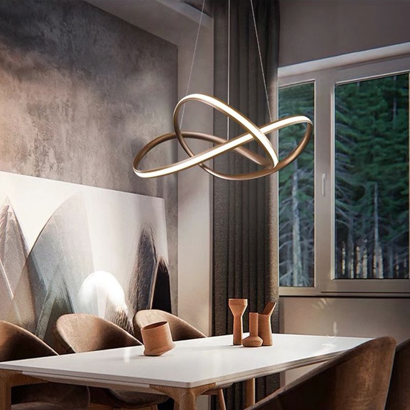 Spiralgehängte Beleuchtungsbehandlung minimalistische LED -Metalldecke Anhänger Licht für Esszimmer