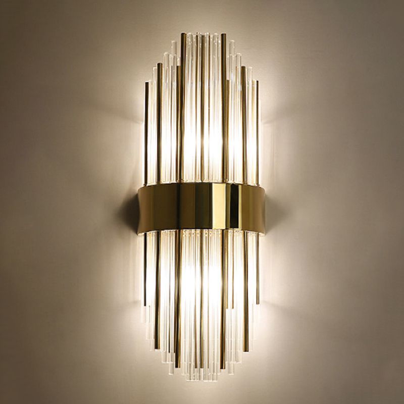 Sconce da muro scintillanti a 2 luci in moderna lampada a parete di rame in stile lusso con tonalità di cristallo