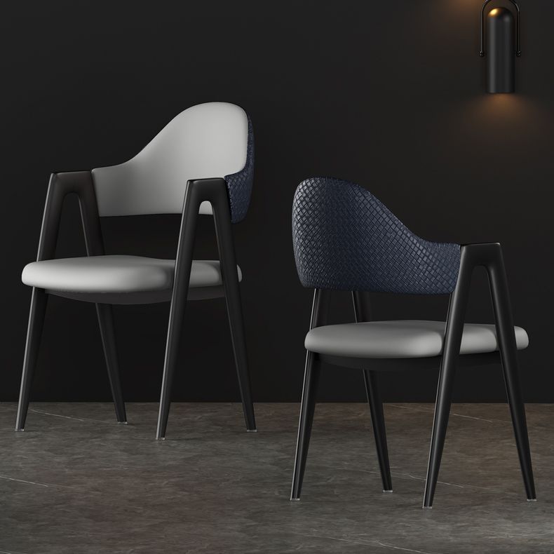 Contemporary Metal Dining Room Chairs Leather Open Back Dining Side Chair for Home Use