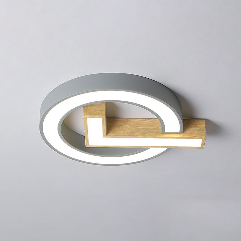 Nordic Square Wood encastré lumière 18 / 22 pouces Large LED plafonnier gris / vert tons chauds / blanc