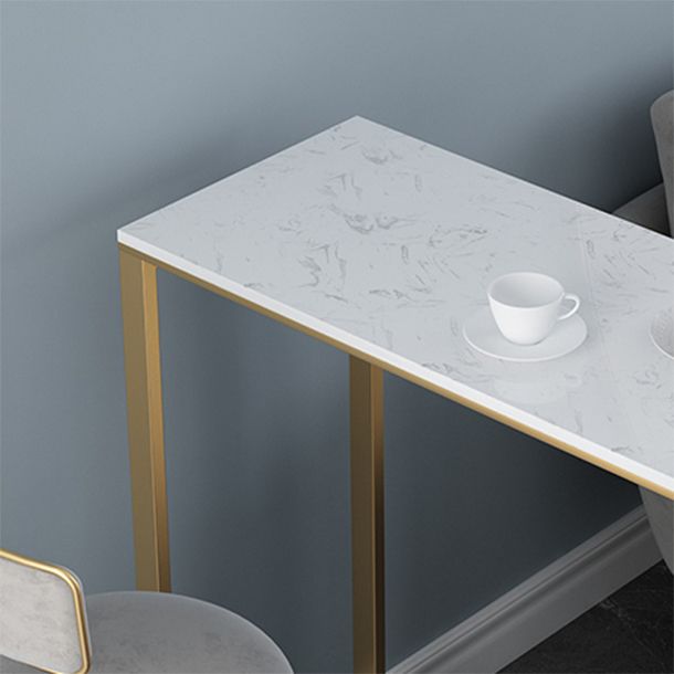 1/3 Pieces Glam Iron Bistro Set White Rectangle Faux Marble Top Bar Table Set with Shelf