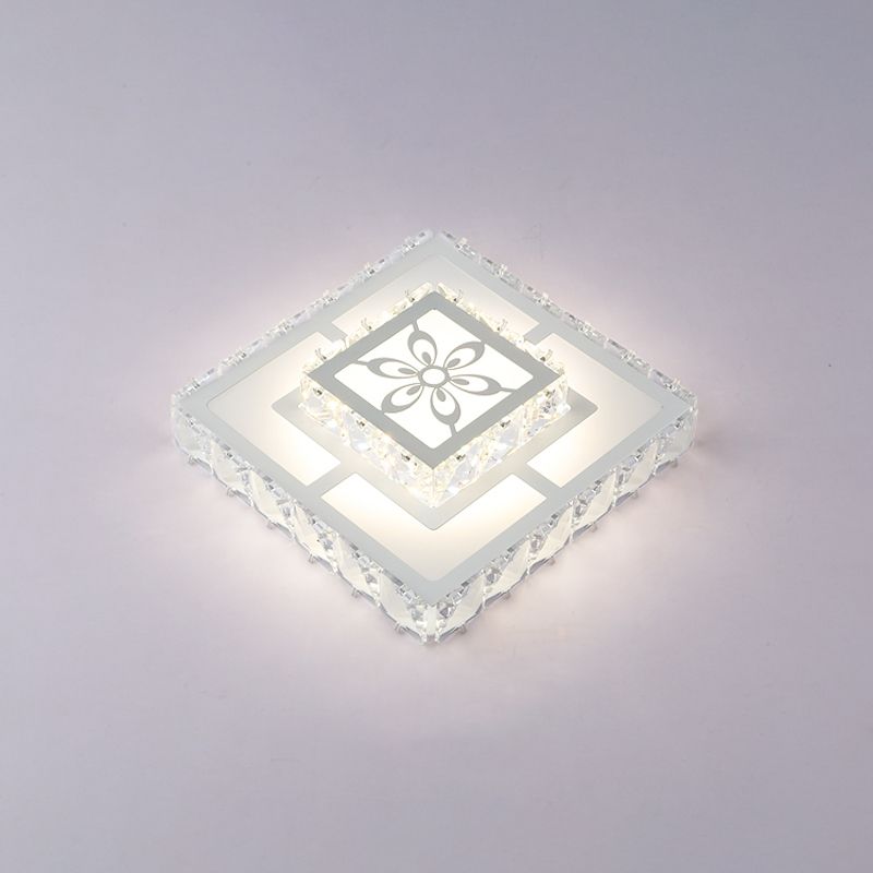 Plafondlamp met acrylgeometrie, minimalistische LED-kristallen inbouwlamp met bloemmotief
