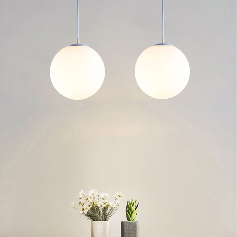 Lampe à suspension en verre blanc escaliers globaux pendentif pendentif avec 1 lumière