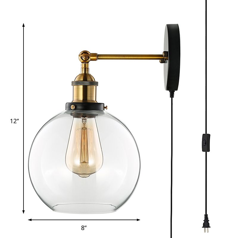 Messing een lichte lampje licht vintage stijl helder glazen belverlichtingsarmatuur met plug-in koord