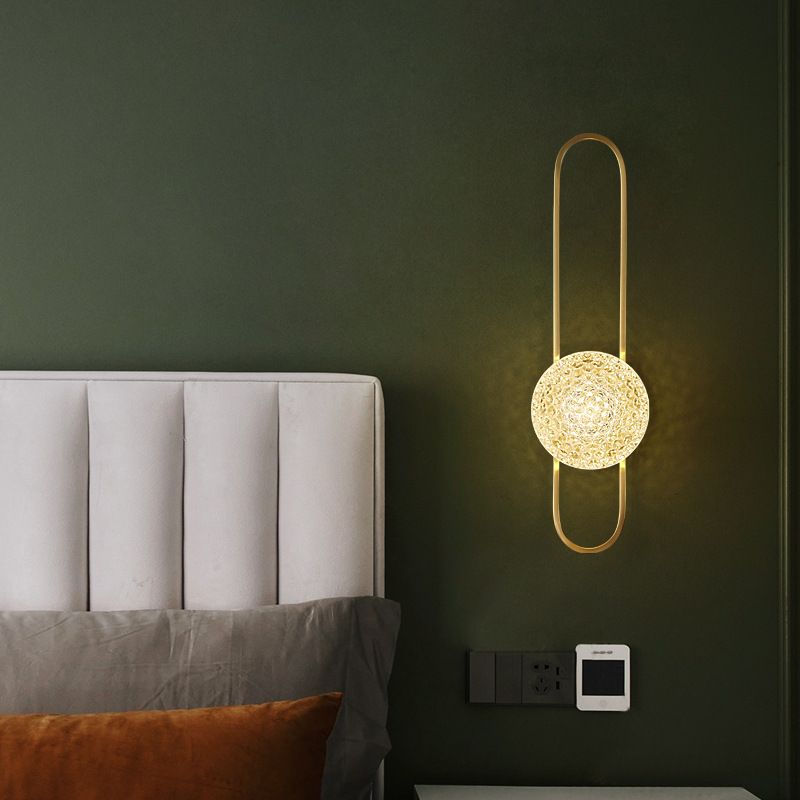 Modern Glass Wall Light Globe 15" High Wall Sconce in Gold for Living Room