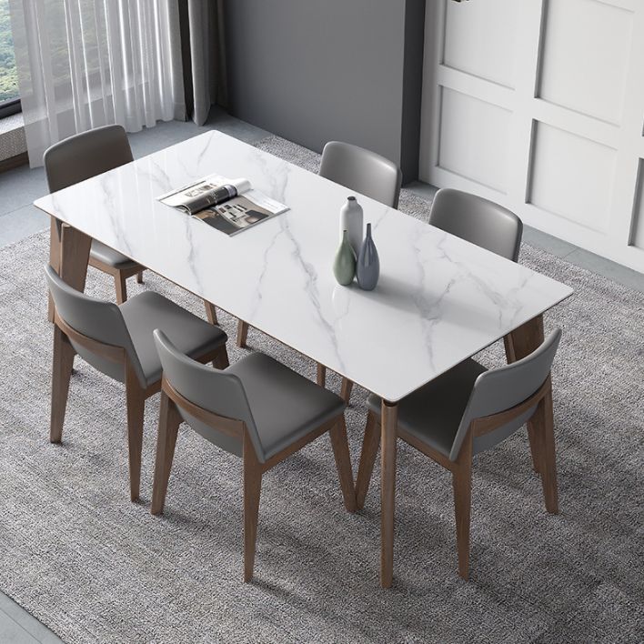 Glossy White Dining Table with Leather Chairs 1/2/4/5/7 Pieces Modern Dinette Set