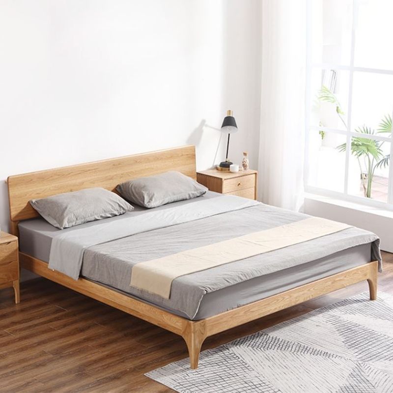 84.26 inch Wide Bed Frame Solid Wood Standard Bed with Headboard