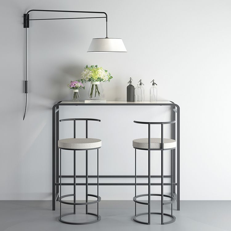 Modern Bar Dining Table Rectangle Indoor Bar Stool Table with Footrest