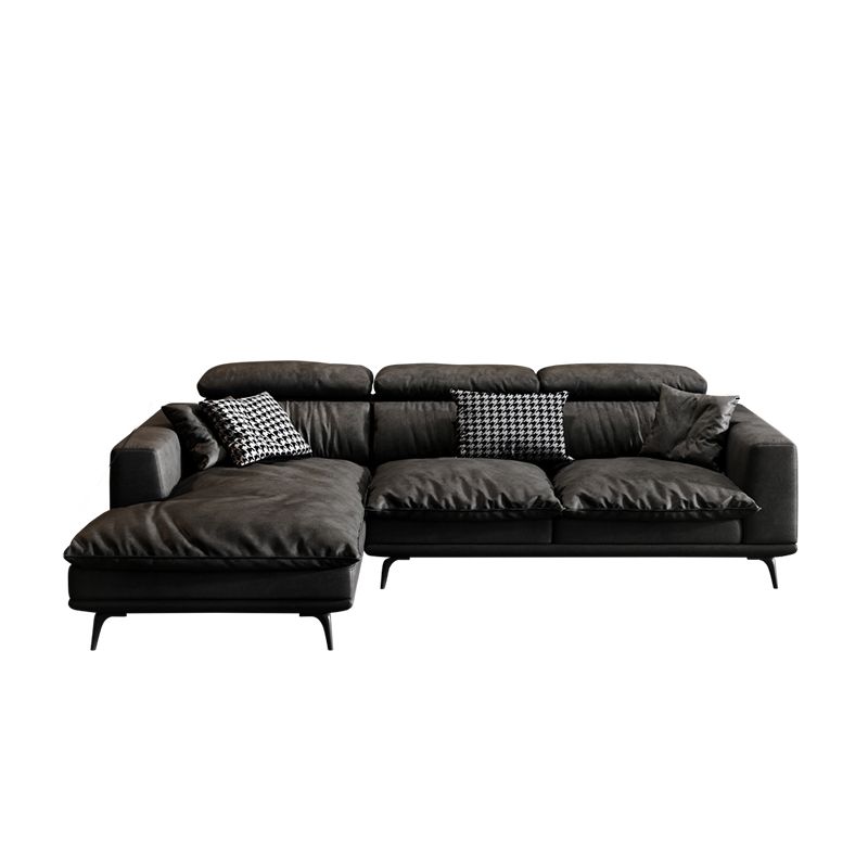 Waterproof Square Arm Sectionals 27.56"High Cushion Back Sofa,Black