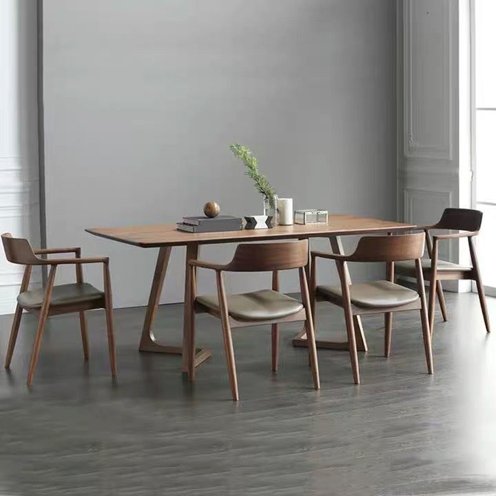 Rectangle Modern Dining Table Solid Wood Fixed Table for Kitchen