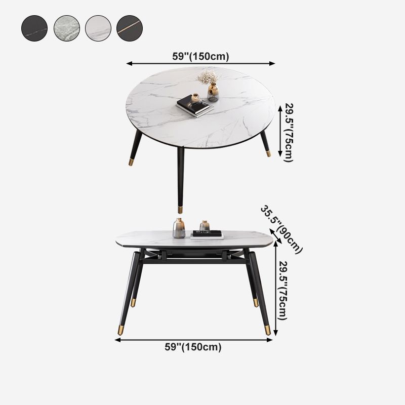 Contemporary Extendable Sintered Stone Table Round Shape Standard Dining Table for Kitchen