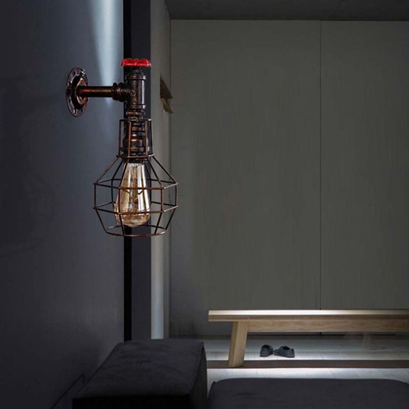 Industrial Geometric Sconce Light Fixture Metal 1-Light Wall Lights