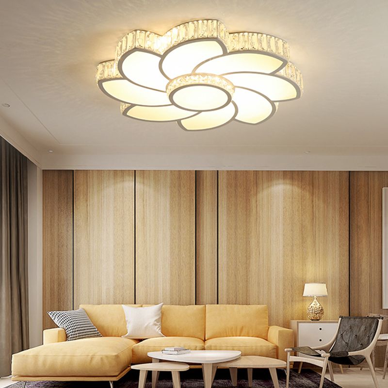 Modern luxury style salon acrylique encastré Floral Crystal LED plafonnier fixations