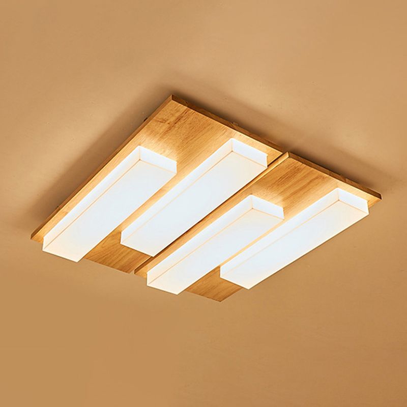 Indoor Rectangular Flush Mount Light Japanese Style Ultra-thin Flush Ceiling Light Fixture