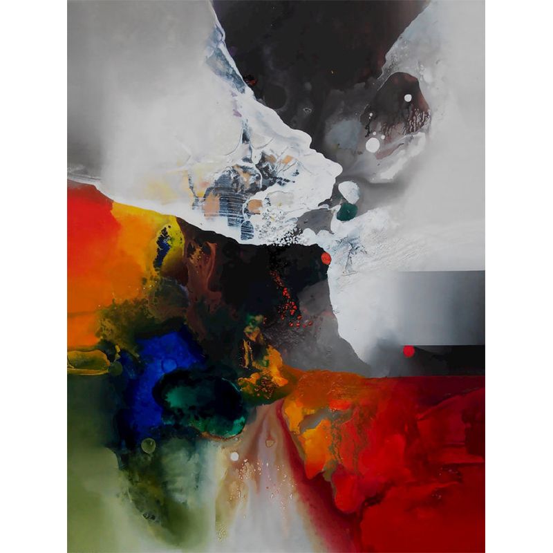 Orange-Blue Abstract Wallpaper Murals Stain-Resistant Art Deco Living Room Wall Covering