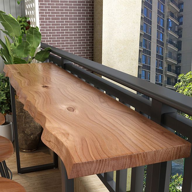 Brown Modern Style Specialty Table in Solid Wood and Metal Coffee Shop Bar Table