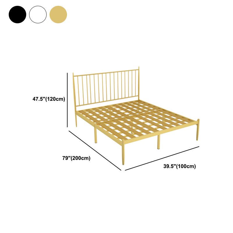 Glam Open-Frame Bed with Rectangular Headboard, Metal Standard Bed