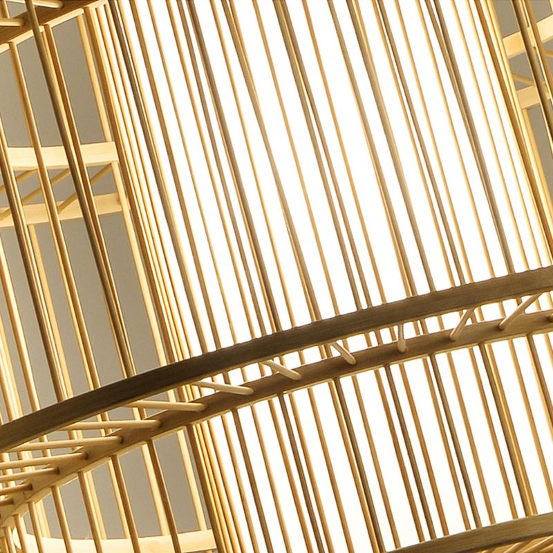 Chinese cilinderhangende lamp dineren beige rattan hanger plafondlicht met 1 licht