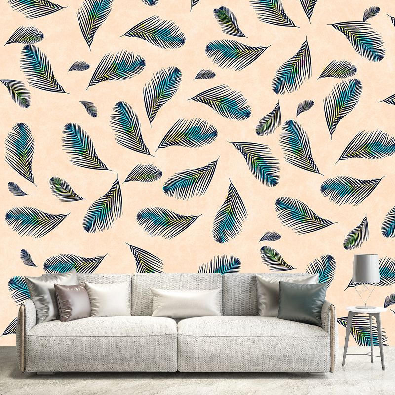 Tropical Leaf Plant Mural Modern Style Stain Resistant Wall Art for Room