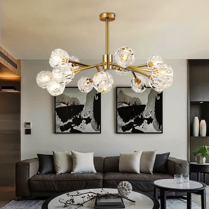 Ultra-modern Sputnik Hanging Chandelier Crystal Suspension Lighting with Hanging Cord for Living Room
