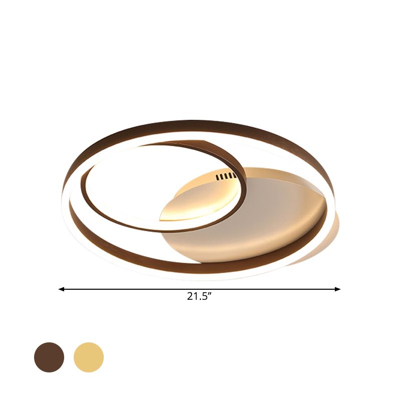 Halo Ring Flush Mount Contemporary Metallic Gold/Coffee LED Ceiling Light Fixture in Warm/White Light, 18/21.5 Inch Width