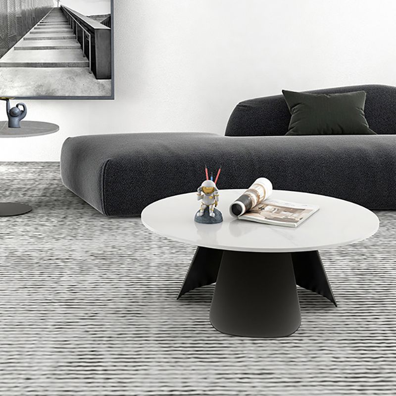 Slate and Metal Round 3 Legs Coffee Table Modern Table for Living Room