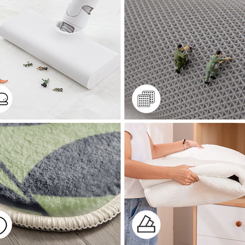 Color Block Rug Nordic Rug Polyester Stain Resistant Anti-Slip Rug for Sleeping Room