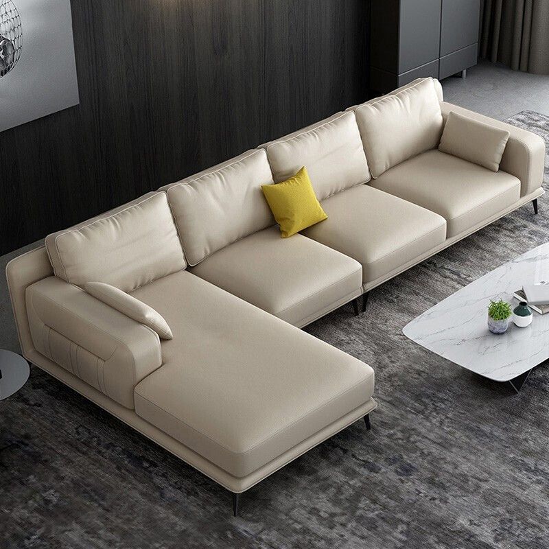 Gorgeous Style Sectional with Pillow Back Grey/beige/black Latex Padded Sofa